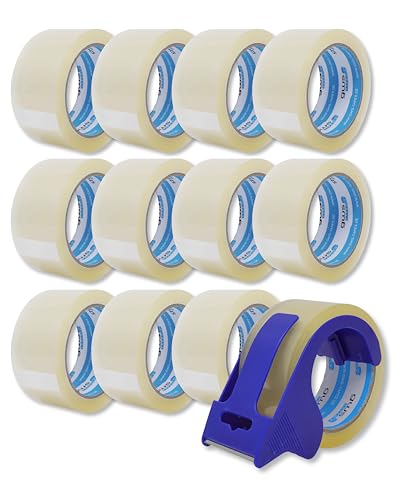gws Verpackungs-Set mit robustem Büro/-Home Abroller und 12 Rollen Transparent 66m x 50mm zum Verpacken von Paketen - Hohe Klebekraft - Einfache Bedienung - Profi-Qualität von gws