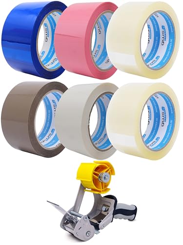 gws Verpackungs-Set mit robustem Lager/-Industrie Abroller und 6 Rollen sortiert 66m x 50mm zum Verpacken von Paketen - Hohe Klebekraft - Einfache Bedienung - Profi-Qualität von gws