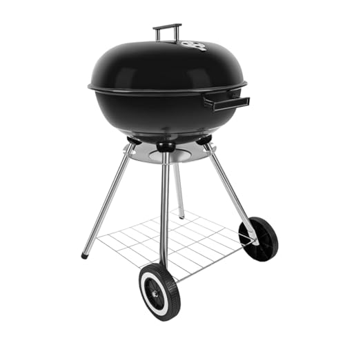gzcmxh Holzkohlegrill – 45,7 cm Outdoor-Holzkohlegrill mit Griff und Rädern – schwarzer Kugelgrill für Outdoor, Hinterhof, Picknicks, Partypartys von gzcmxh