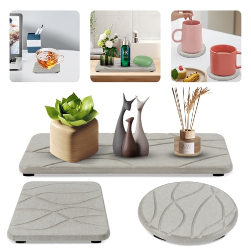 Wasserabsorbierende Steintabletts für Spüle, Kieselstein-Spüle, Untersetzer zum Trocknen für Küchentheke, Badezimmer, Waschtisch, Seifenschale, Zahnbürstenhalter, 3 Stück Wasserabsorbierende Steintabletts für Spüle, Kieselstein-Spüle, Untersetzer zum Trocknen für Küchentheke, Badezimmer, Waschtisch, Seifenschale, Zahnbürstenhalter, 3 Stück von gzerma