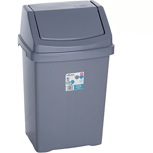 25 Liter Mülleimer mit Schwingdeckel rechteckig robust 30x26x54cm in Grau Abfalleimer Eimer Papierkorb Abfallsammler Büro Bad Küche Mülltrennung 25L Sauberer Kunststoff ohne Schadstoffe ohne Ölgeruch von h-collection