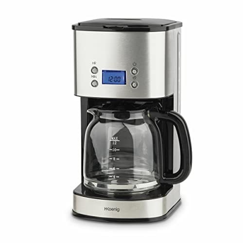 H.Koenig Edelstahl Filterkaffeemaschine 1,5L (12 Tassen) MG30, 1000W Graduierte Glaskaraffe, Anti-Tropf-System, Warmhalten, LDC-Display, Automatische Abschaltung, Abnehmbarer, waschbarer Filterhalter H.Koenig Edelstahl Filterkaffeemaschine 1,5L (12 Tassen) MG30, 1000W Graduierte Glaskaraffe, Anti-Tropf-System, Warmhalten, LDC-Display, Automatische Abschaltung, Abnehmbarer, waschbarer Filterhalter von H.Koenig