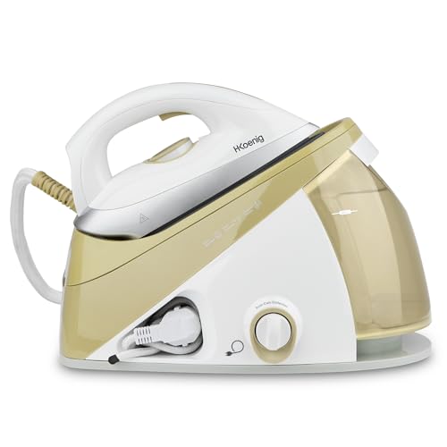 H.Koenig V28 hochdruck Dampfbügelstation / gleichbleibender Dampfausstoß: max 150 g/min / Keramik-Spezialsohle / horizontale und vertikale Dampfstoßfunktion / 6 bar / 1,1 Liter Kapazität / gold H.Koenig V28 hochdruck Dampfbügelstation / gleichbleibender Dampfausstoß: max 150 g/min / Keramik-Spezialsohle / horizontale und vertikale Dampfstoßfunktion / 6 bar / 1,1 Liter Kapazität / gold von H.Koenig