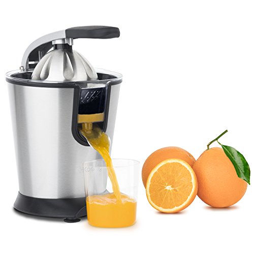 H.Koenig Elektrische Zitruspresse AGR80 BPA-frei, Orangen-, Zitronen-, Grapefruitsaft, Schnell, Automatisch, Leise, Leistungsstark, 160 W, Tropfstopp, Spülmaschinengeeignet, Silber, 160W von H.Koenig