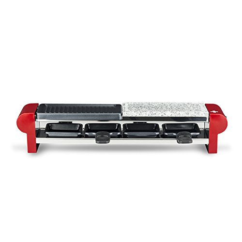 H.Koenig RP4 Raclette-Gerät / 4 Personen / Steingrill und Grillplatte / inkl. Pfännchen / 600 W / rot von H.Koenig