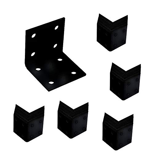 h2i Winkelverbinder | Stahl Schwarz pulverbeschichtet | 50 Stück | 40 x 40 mm | 90° Metallwinkel | Eckwinkel Winkelverbinder & Montagewinkel ideal zum Befestigen und Reparieren von Möbel von h2i