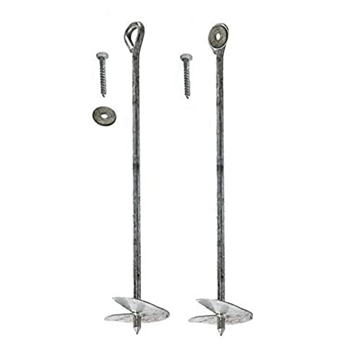 h2i Bodenanker | 50 cm | 2 Stück |Erdanker aus verzinktem Stahl | stabile Schraubanker zum Eindrehen | zur Sicherung von Schaukeln Leitern Zäunen Spieltürmen Gewächshäusern von h2i