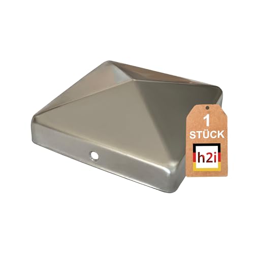h2i Pfostenkappe | Edelstahl | 161 x 161 mm | 1 Stück | Eckige Abdeckkappe für Garten Holzpfosten Pfostenträger & Zaunpfosten in Pyramidenform | Wetterschutz für Holz-Balken & Pfosten von h2i