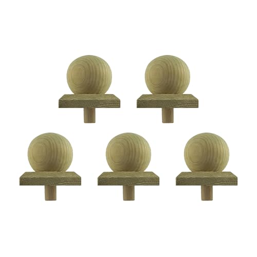 h2i Pfostenkappe Kugel | Holz imprägniert | 80 x 80 mm | 5 Stück | Abdeckkappe für Garten Holzpfosten Pfostenträger & Zaunpfosten Pyramide & Kugel | Wetterschutz für Holz-Balken & Pfosten h2i Pfostenkappe Kugel | Holz imprägniert | 80 x 80 mm | 5 Stück | Abdeckkappe für Garten Holzpfosten Pfostenträger & Zaunpfosten Pyramide & Kugel | Wetterschutz für Holz-Balken & Pfosten von h2i