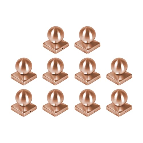 h2i Pfostenkappe Kugel | Kupfer | 91 x 91 mm | 10 Stück | Eckige Abdeckkappe für Garten Holzpfosten Pfostenträger & Zaunpfosten in Pyramidenform | Wetterschutz für Holz-Balken & Pfosten von h2i