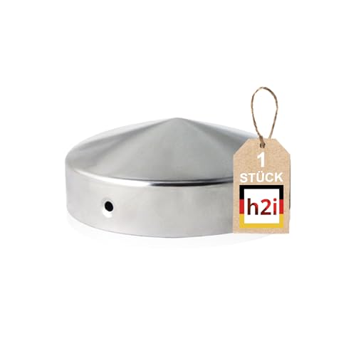 h2i Pfostenkappe Rund | Stahl verzinkt | Ø 121 mm | 1 Stück | Runde Abdeckkappe für Garten Holzpfosten Pfostenträger & Zaunpfosten in Pyramidenform | Wetterschutz für Holz-Balken & Pfosten von h2i