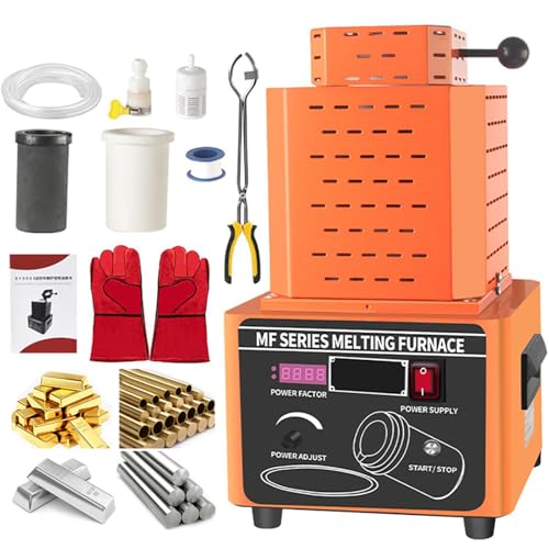 1600 °C Intermediate Frequency Gold Melting Furnace, 5000W Digital Metal Melting Machine With 1/2/3KG Graphite Crucible, 3-5 Minutes Fast Melting Gold and Silver Copper Iron Aluminium,Orange-2kg von hKjPlvf