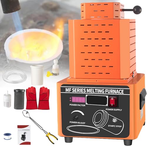 5000W Electric Gold Melting Furnace, 1600℃ /2912℉ Digital Metal Melting Furnace Machine With 1/2/3KG Graphite Crucible, Smelting Time 3-5 Minutes, for Gold,Silver,Aluminum and Copper,Orange-1kg von hKjPlvf