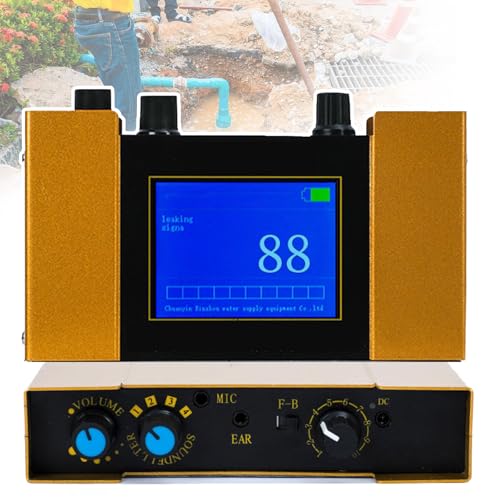 Professional Underground Water Leak Detector, Water Leak Geophone Sensor with Digital Display & Earphone & Carrying Case for Water Leakage Detection Construction Pipelines, 1-4 Gear Adjustable von hKjPlvf