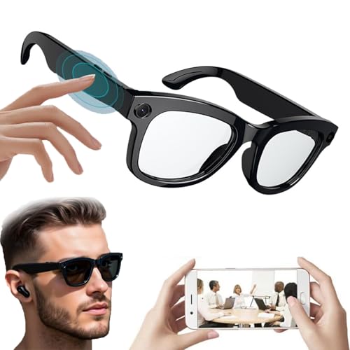Smart AI Glasses with Camera | Voice Control | Bluetooth 5.3 | WiFi 4.0 | ENC Noise Cancelling | Music, Call, Translation, ChatGPT Assistant, App Compatibility, Bluetooth Glasses for Men and Women,B von hKjPlvf