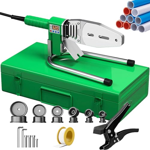 hKjPlvf 1600W Digital Pipe Welding Machine + 3/6 Die Heads + Professional Scissors + Iron Case, Sleeve Welding Machine, 0-320°C Hot Melt Machine for PPR/PE/PB, for Plumbing and Repair Shops,#63 von hKjPlvf