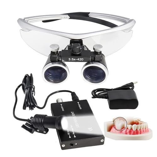 hKjPlvf 3.5X Dental Loupes Dental Magnifying Glasses Dental Lab Medical Loupes Binoculars Magnifier Surgical Magnifying Glass Loupe with 5W LED Head Light,Working Distance: 320-420mm,Silver hKjPlvf 3.5X Dental Loupes Dental Magnifying Glasses Dental Lab Medical Loupes Binoculars Magnifier Surgical Magnifying Glass Loupe with 5W LED Head Light,Working Distance: 320-420mm,Silver von hKjPlvf