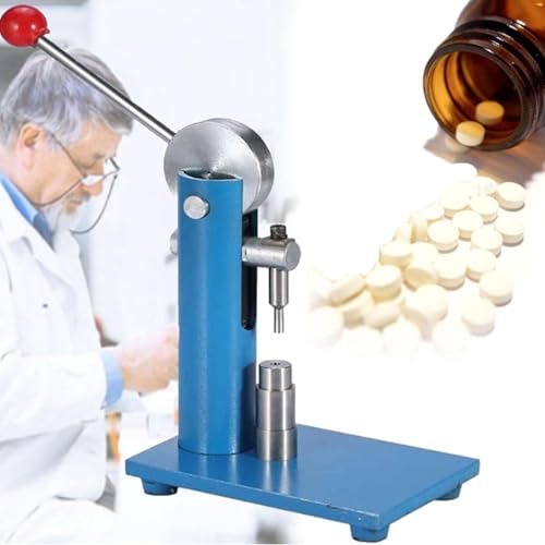 hKjPlvf 400 kg Pressure Small Tablet Press Machine with 3/6/8/10/12 mm Die, Manual Lever Tablet Press, Manual Steel Single Punch Powder Tablet Press Machine Pill Stamping Maker Tableting Tool,12mm von hKjPlvf