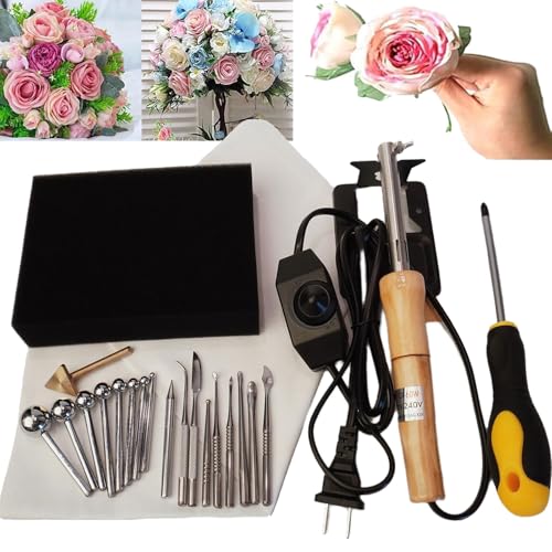 hKjPlvf Artificial Flower Ironing Machine(Adjustable Temperature), 18 Heads Electric Flower Making Tools with Anti-scalding Bracket, DIY Cloth Fabric Flower Making Tools for Crafting von hKjPlvf