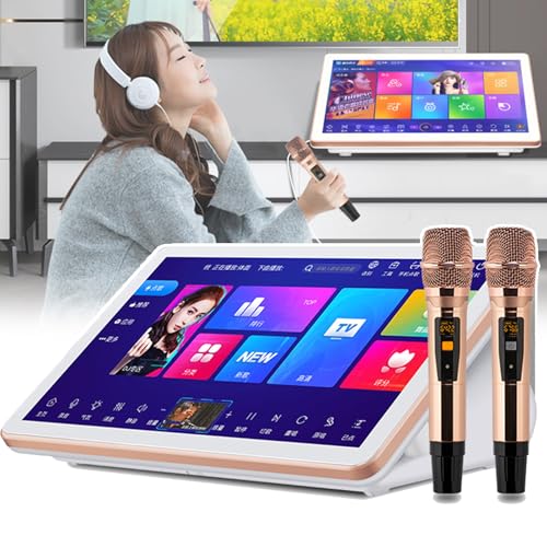 hKjPlvf Portable Karaoke Player, 18.5 Inch Touch Screen Phone Remote & App Control Karaoke Machine with 2 Reverb Wireless Mic, KTV Singing Karaoke Player for Family Bar Home Party,White-500G hKjPlvf Portable Karaoke Player, 18.5 Inch Touch Screen Phone Remote & App Control Karaoke Machine with 2 Reverb Wireless Mic, KTV Singing Karaoke Player for Family Bar Home Party,White-500G von hKjPlvf