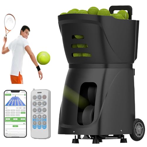 hKjPlvf Tennis Ball Machine - Practice Launcher for 100 Balls, Automatic Portable Tennis Ball Launcher, App/Remote Control, Multiple Serve Modes for Comprehensive Training von hKjPlvf