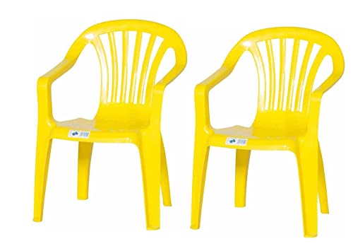 hLine Kinder Gartenstuhl Stapelsessel Sessel Stuhl für Kinder in/Out (2 Stück gelb) von hLine