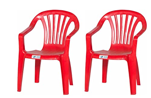 hLine Kinder Gartenstuhl Stapelsessel Sessel Stuhl für Kinder in/Out (2 Stück rot) von hLine