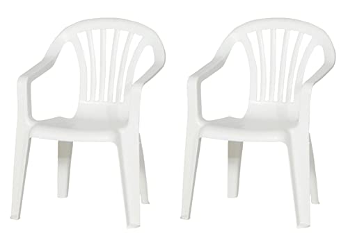 hLine Kinder Gartenstuhl Stapelsessel Sessel Stuhl für Kinder in/Out (2 Stück weiß), 868446 von hLine