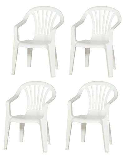 hLine Kinder Gartenstuhl Stapelsessel Sessel Stuhl für Kinder in/Out (4 Stück weiß), 868446 von hLine