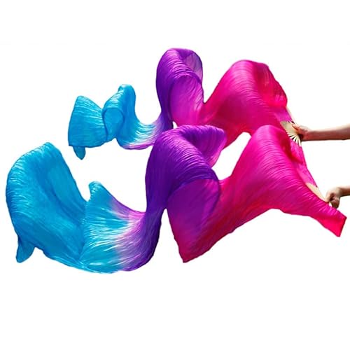 Faux Silk Bamboo Long Fans, Bauchtanz-Bambusfächer, Seiden-Bauchtanzfächer, Tanz-Seidenschleier, 1 Stück for die linke Hand + 1 Stück for die rechte Hand von hOnYbmq
