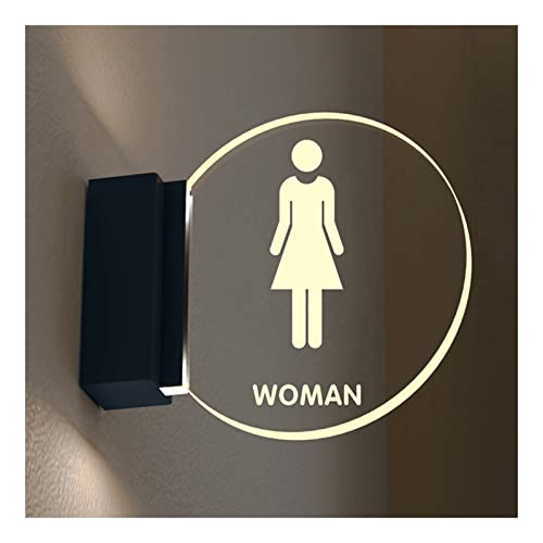 Toilettenschild, Wall Mount 8 Inch Round Luminous Sign, for Bathroom Lounge, Office or Business, von hOnYbmq