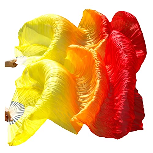 hOnYbmq Faux Silk Bamboo Long Fans, 1 Paar Bambusrippen-Seidenfächer in klassischer Größe, Tanz-Performance-Requisiten von hOnYbmq