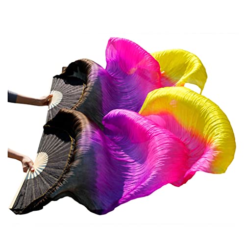 hOnYbmq Faux Silk Bamboo Long Fans, 1 Paar Bambusrippen-Seidenfächer in klassischer Größe, Tanz-Performance-Requisiten von hOnYbmq