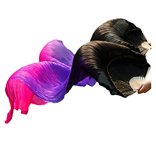 hOnYbmq Faux Silk Bamboo Long Fans, 1 Paar Bambusrippen-Seidenfächer in klassischer Größe, Tanz-Performance-Requisiten von hOnYbmq