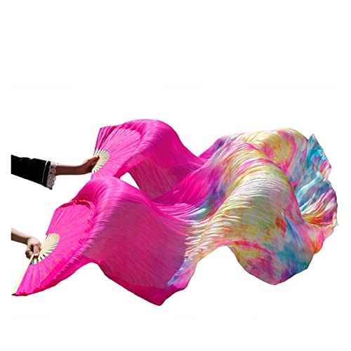 hOnYbmq Faux Silk Bamboo Long Fans, 1 Paar Bambusrippen-Seidenfächer in klassischer Größe, Tanz-Performance-Requisiten von hOnYbmq