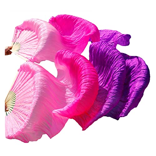 hOnYbmq Faux Silk Bamboo Long Fans, 1 Paar Bambusrippen-Seidenfächer in klassischer Größe, Tanz-Performance-Requisiten von hOnYbmq