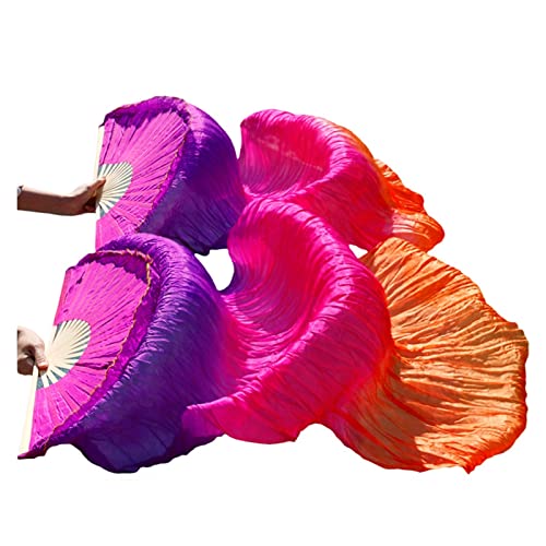 hOnYbmq Faux Silk Bamboo Long Fans, 1 Paar Bambusrippen-Seidenfächer in klassischer Größe, Tanz-Performance-Requisiten von hOnYbmq