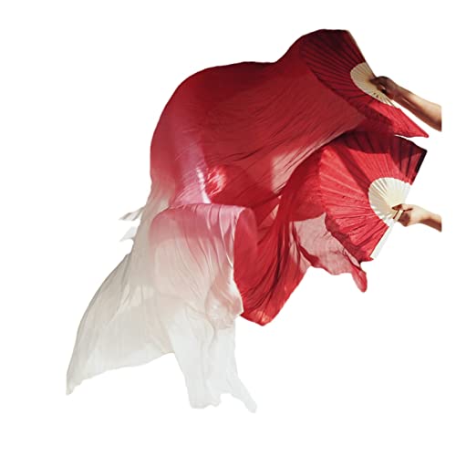 hOnYbmq Faux Silk Bamboo Long Fans, 1 Paar Bambusrippen-Seidenfächer in klassischer Größe, Tanz-Performance-Requisiten von hOnYbmq