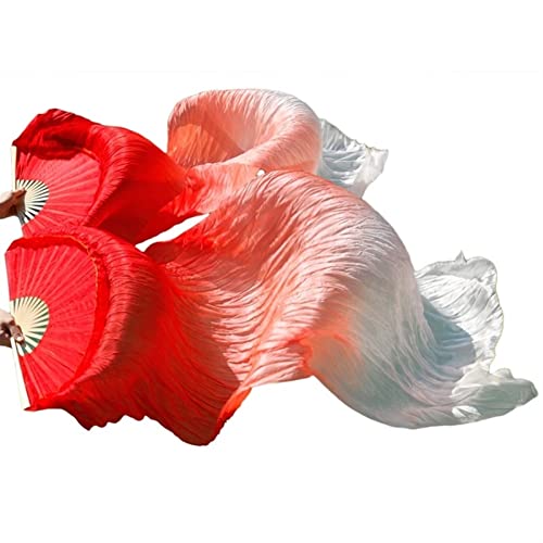 hOnYbmq Faux Silk Bamboo Long Fans, 1 Paar lange Fächer aus Kunstseide mit Farbverlauf for Tänzerinnen von hOnYbmq