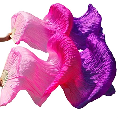 hOnYbmq Faux Silk Bamboo Long Fans, 1 Paar lange Fächer aus Kunstseide mit Farbverlauf for Tänzerinnen von hOnYbmq