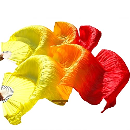 hOnYbmq Faux Silk Bamboo Long Fans, 1 Paar lange Fächer aus Kunstseide mit Farbverlauf for Tänzerinnen von hOnYbmq