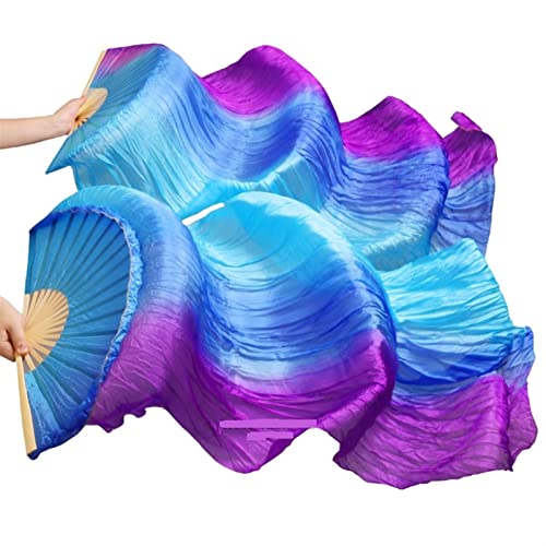 hOnYbmq Faux Silk Bamboo Long Fans, 1 Paar lange Fächer aus Kunstseide mit Farbverlauf for Tänzerinnen von hOnYbmq