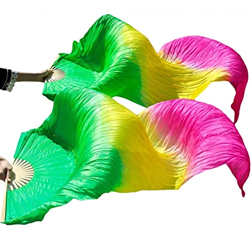 hOnYbmq Faux Silk Bamboo Long Fans, 1 Paar lange Fächer aus Kunstseide mit Farbverlauf for Tänzerinnen von hOnYbmq