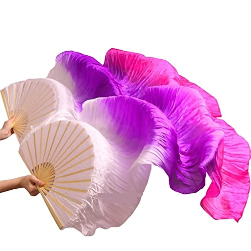 hOnYbmq Faux Silk Bamboo Long Fans, 1 Paar lange Fächer aus Kunstseide mit Farbverlauf for Tänzerinnen von hOnYbmq