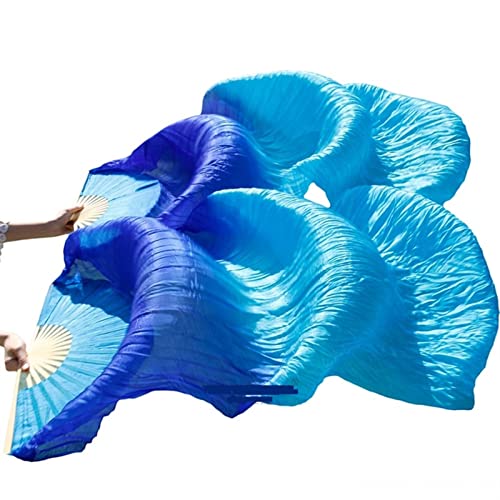 hOnYbmq Faux Silk Bamboo Long Fans, 1 Paar lange Fächer aus Kunstseide mit Farbverlauf for Tänzerinnen von hOnYbmq