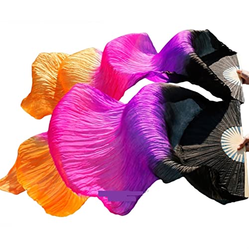 hOnYbmq Faux Silk Bamboo Long Fans, 1 Paar lange Fächer aus Kunstseide mit Farbverlauf for Tänzerinnen von hOnYbmq