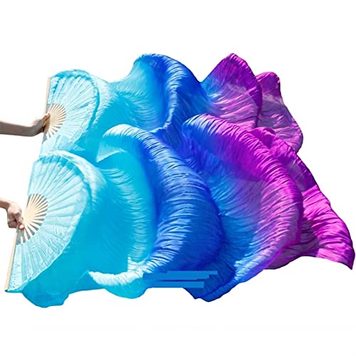 hOnYbmq Faux Silk Bamboo Long Fans, 1 Paar lange Fächer aus Kunstseide mit Farbverlauf for Tänzerinnen von hOnYbmq