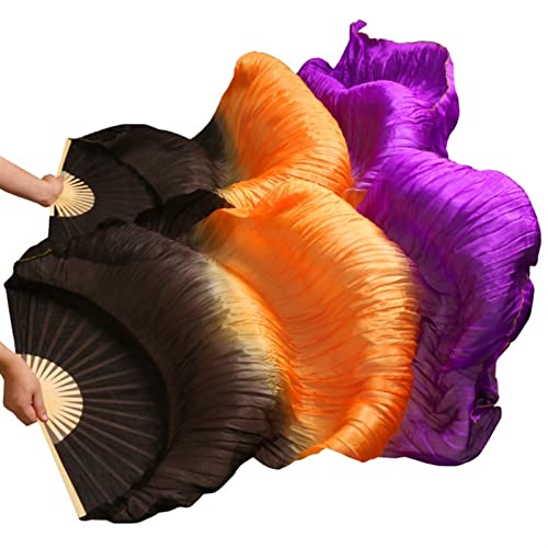 hOnYbmq Faux Silk Bamboo Long Fans, 1 Paar lange Fächer aus Kunstseide mit Farbverlauf for Tänzerinnen von hOnYbmq