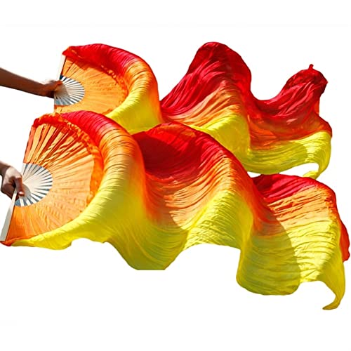 hOnYbmq Faux Silk Bamboo Long Fans, 1 Paar lange Fächer aus Kunstseide mit Farbverlauf for Tänzerinnen von hOnYbmq