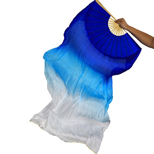 hOnYbmq Faux Silk Bamboo Long Fans, 2 Pcs 180 cm/70,8 zoll Bauchtanz Tanzen Seide Bambus Fans Kunst Bunte von hOnYbmq